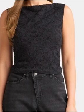 Steve Madden Black Lace Sleeveless stretch top